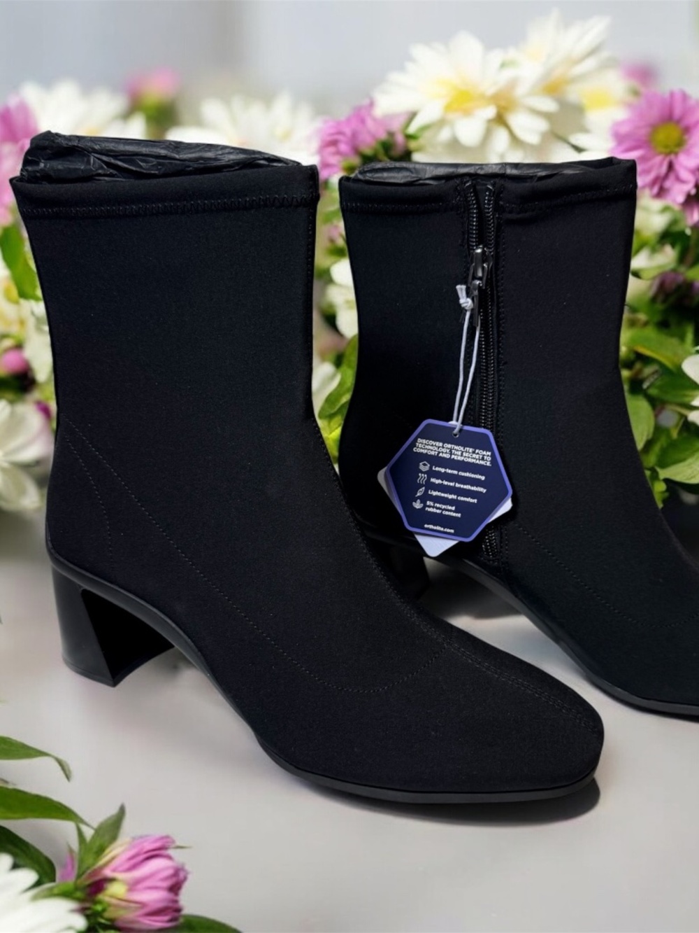 Aerosoles Women’s Black Ankle Boots Size 10W Wide Block Heel New with Tags